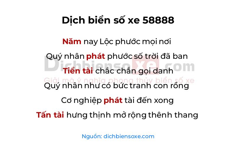 Dịch thơ biển số 58888