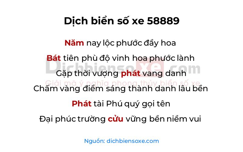 Dịch thơ biển số 58889