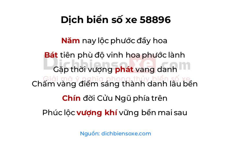 Dịch thơ biển số 58896