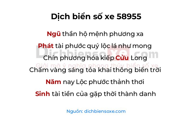 Dịch thơ biển số 58955