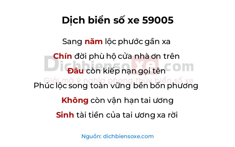 Dịch thơ biển số 59005
