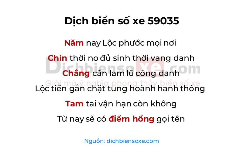 Dịch thơ biển số 59035