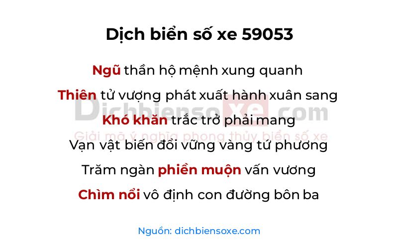Dịch thơ biển số 59053