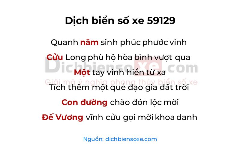 Dịch thơ biển số 59129