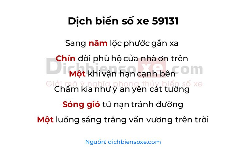 Dịch thơ biển số 59131