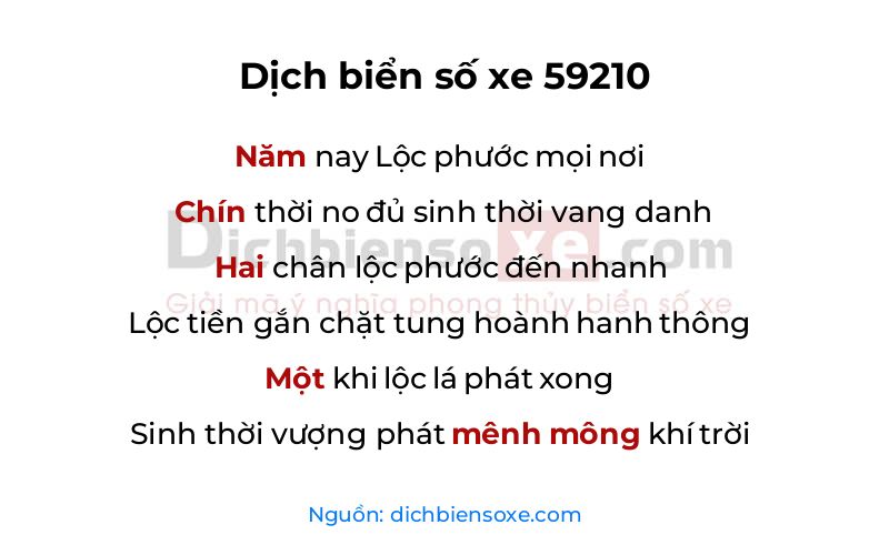 Dịch thơ biển số 59210
