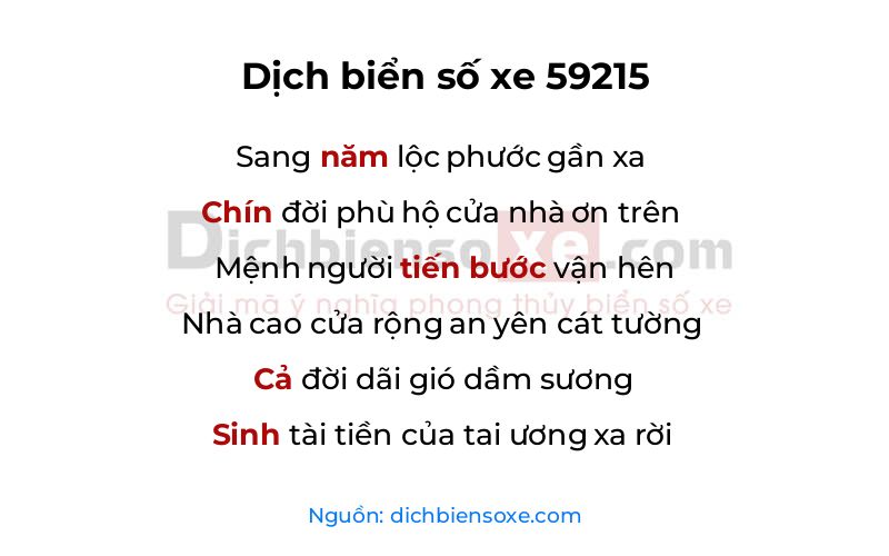 Dịch thơ biển số 59215