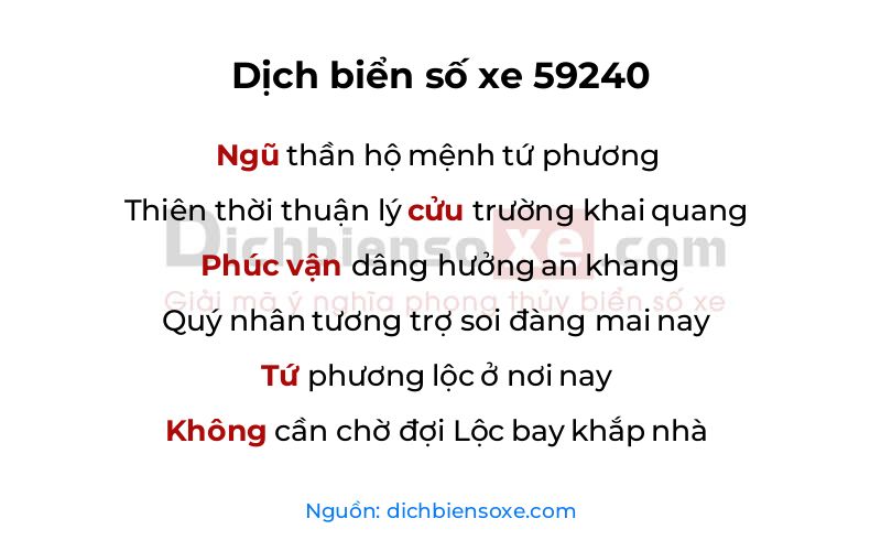 Dịch thơ biển số 59240