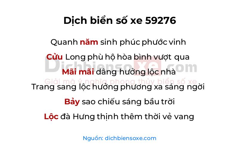 Dịch thơ biển số 59276