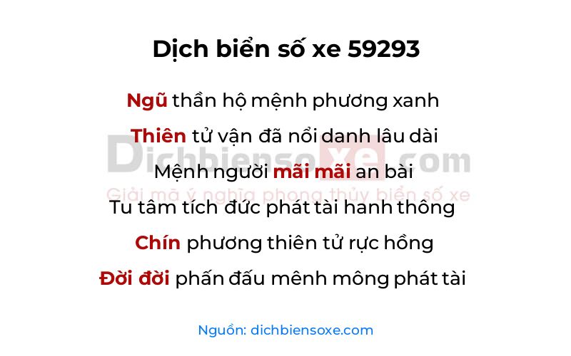Dịch thơ biển số 59293