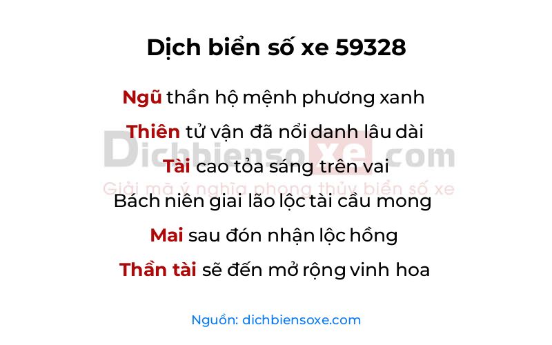 Dịch thơ biển số 59328