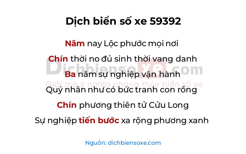 Dịch thơ biển số 59392