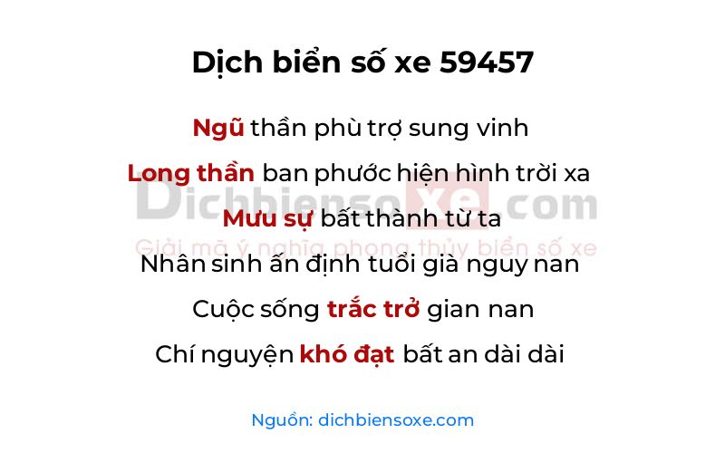 Dịch thơ biển số 59457