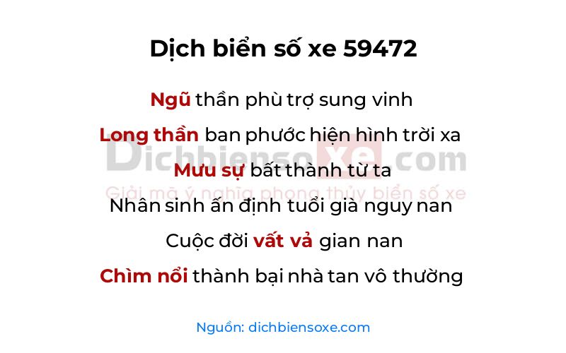 Dịch thơ biển số 59472