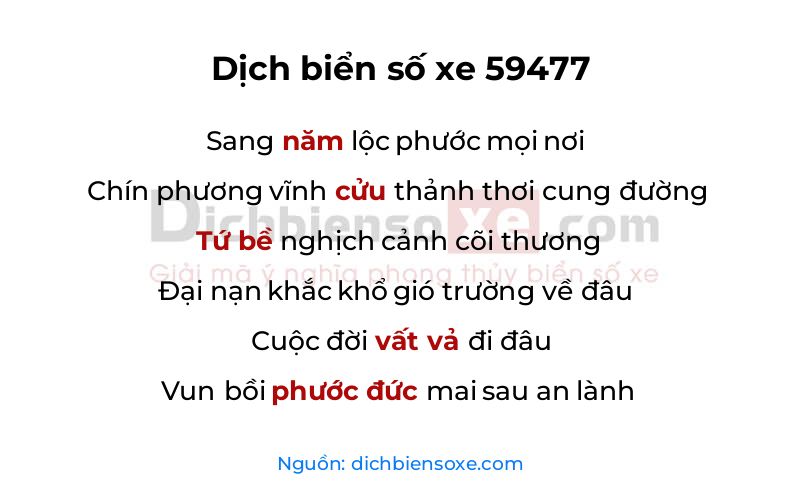 Dịch thơ biển số 59477