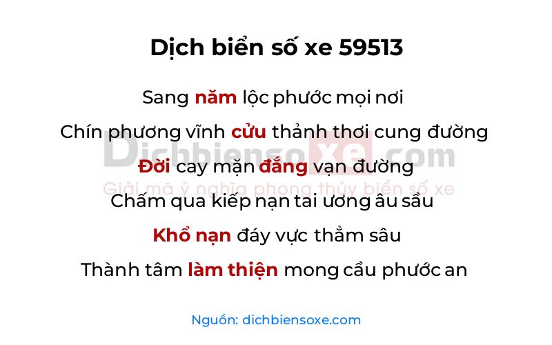 Dịch thơ biển số 59513
