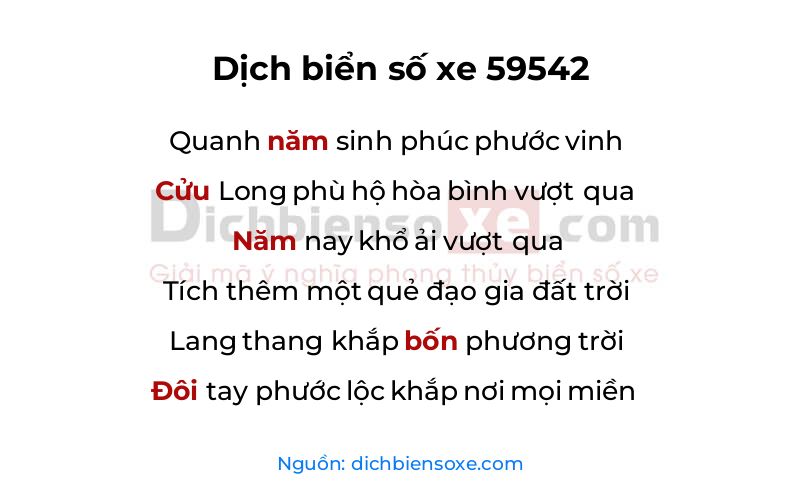 Dịch thơ biển số 59542