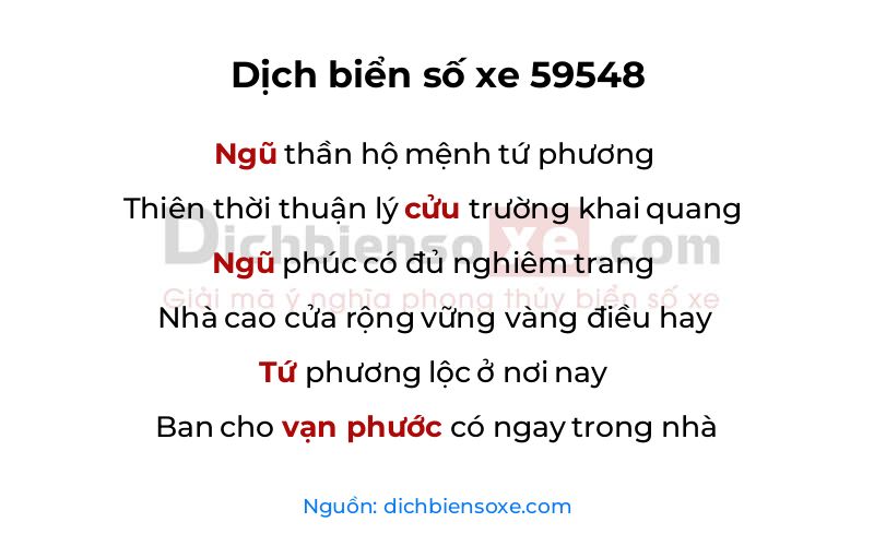Dịch thơ biển số 59548