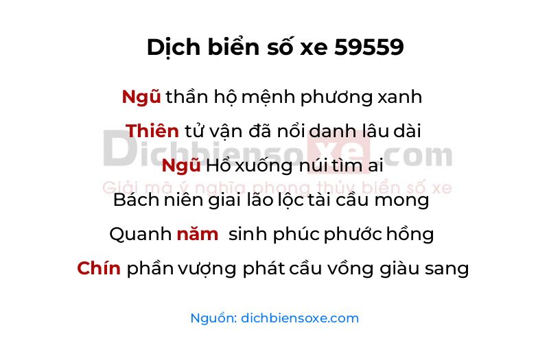 Dịch thơ biển số 59559