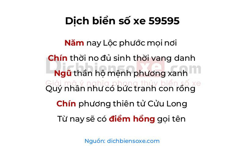 Dịch thơ biển số 59595