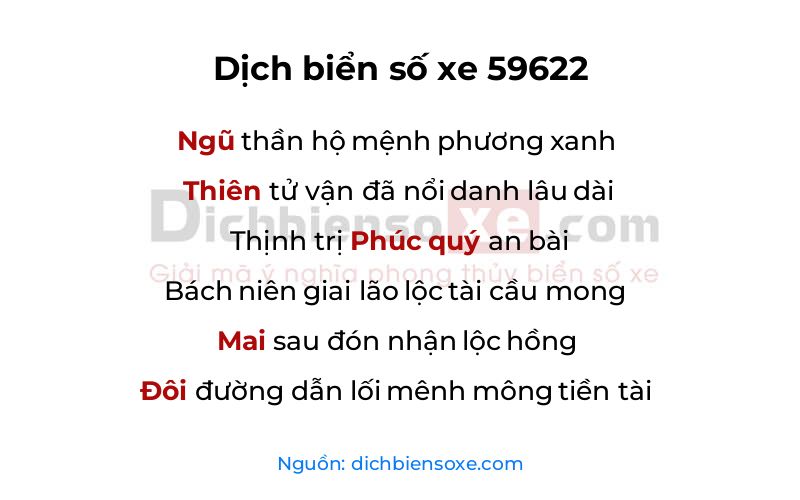 Dịch thơ biển số 59622