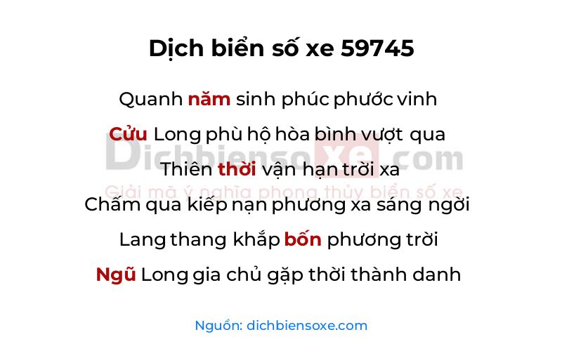 Dịch thơ biển số 59745