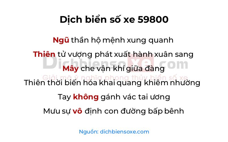 Dịch thơ biển số 59800