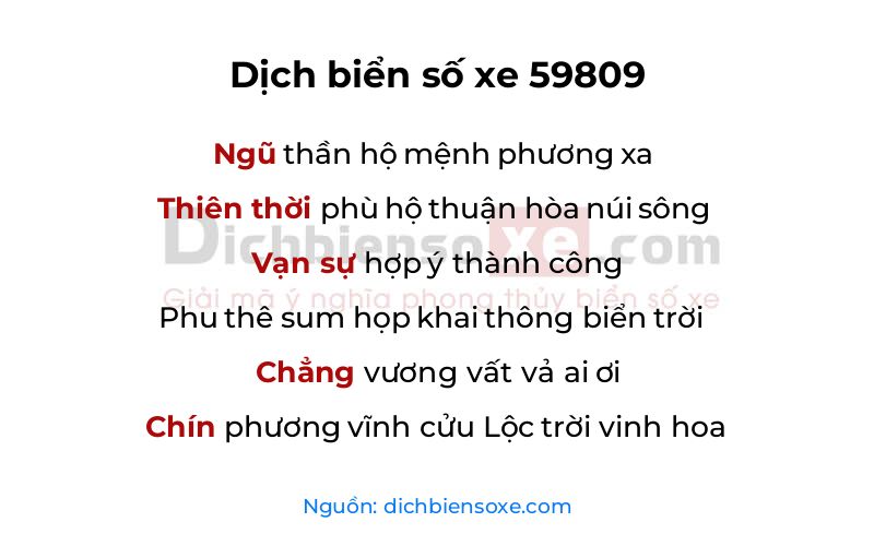 Dịch thơ biển số 59809
