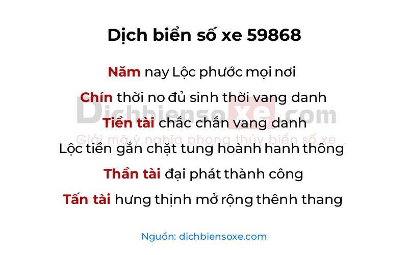 Dịch thơ biển số 59868