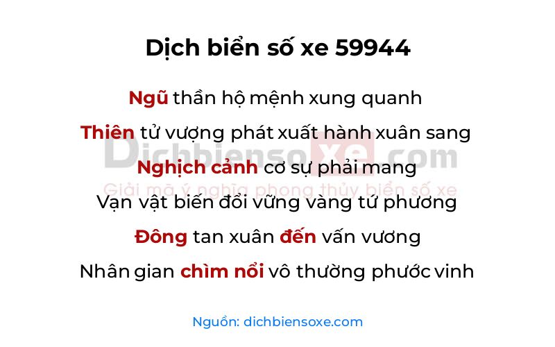Dịch thơ biển số 59944