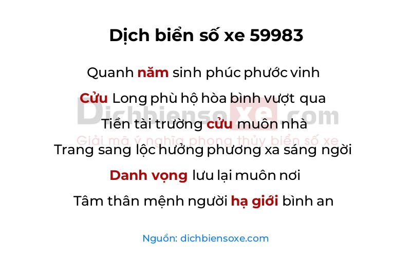 Dịch thơ biển số 59983