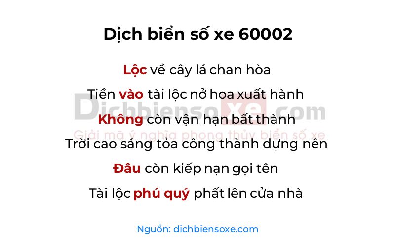 Dịch thơ biển số 60002
