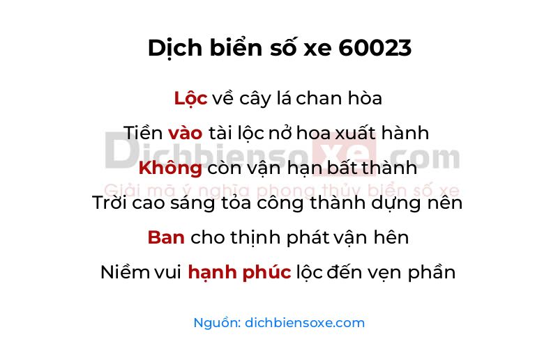 Dịch thơ biển số 60023