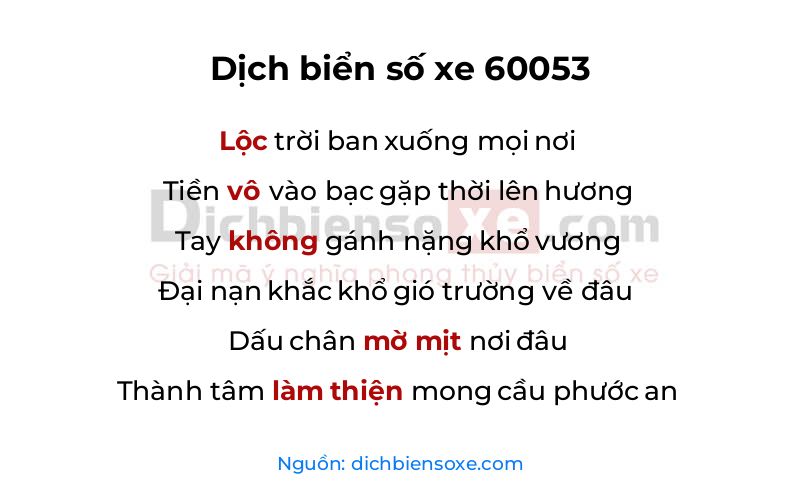 Dịch thơ biển số 60053