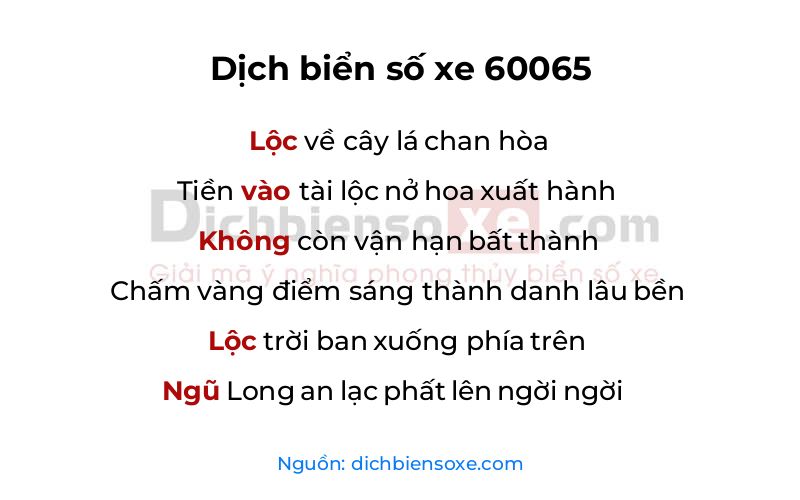 Dịch thơ biển số 60065