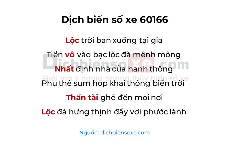 Dịch thơ biển số 60166