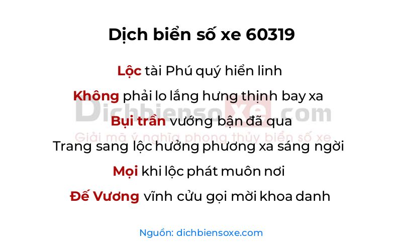 Dịch thơ biển số 60319