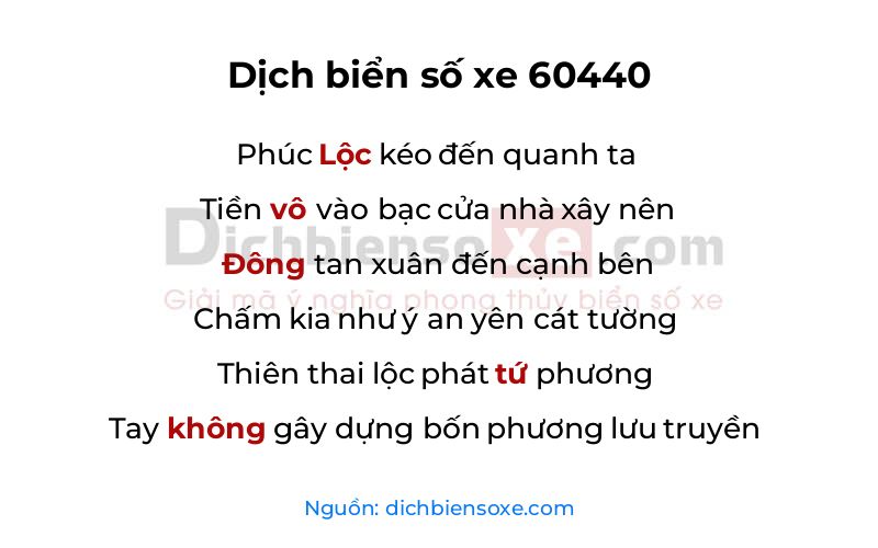 Dịch thơ biển số 60440