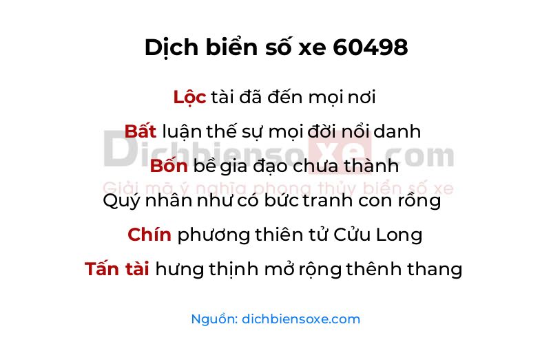 Dịch thơ biển số 60498