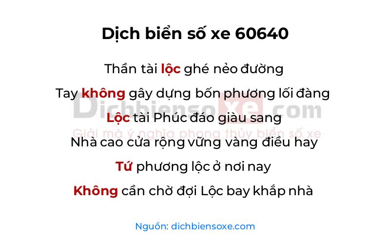 Dịch thơ biển số 60640