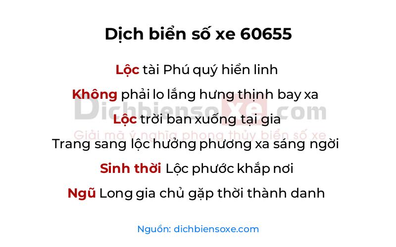 Dịch thơ biển số 60655