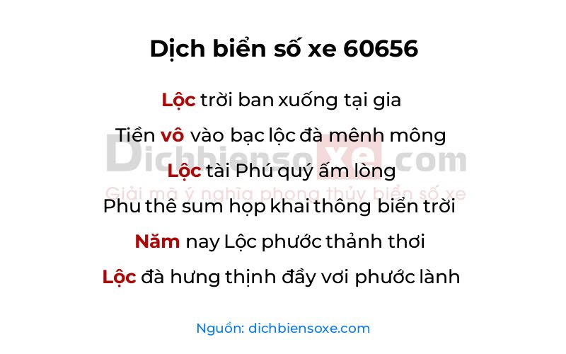 Dịch thơ biển số 60656