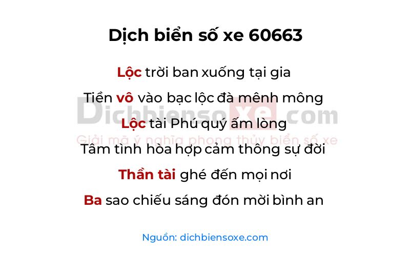 Dịch thơ biển số 60663