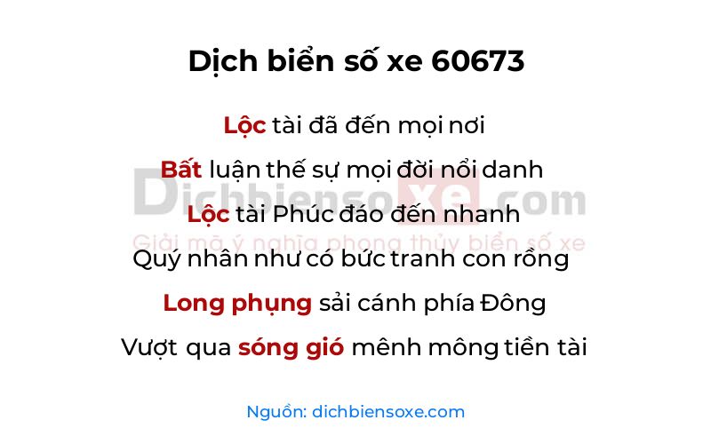 Dịch thơ biển số 60673
