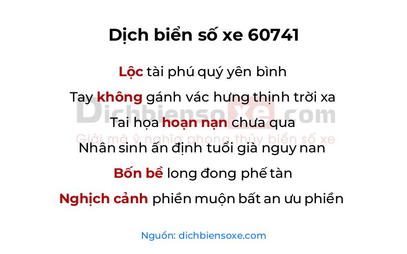 Dịch thơ biển số 60741