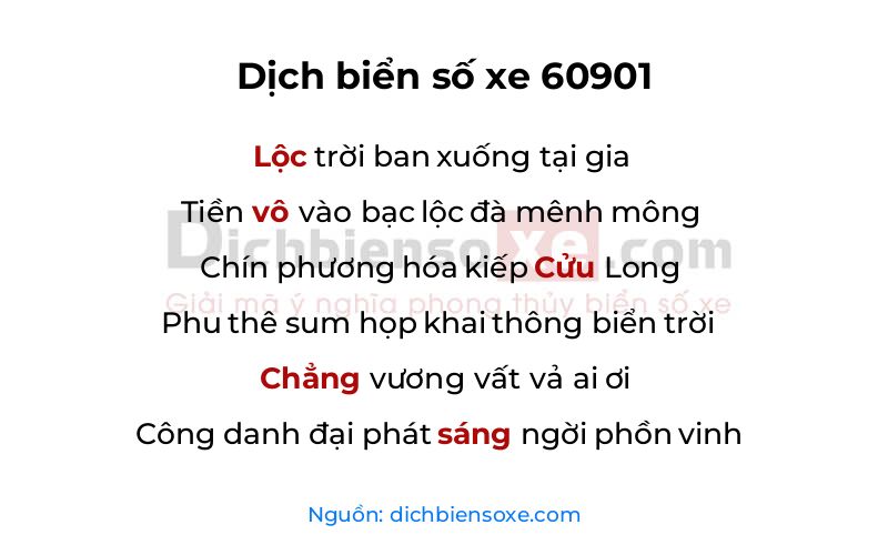 Dịch thơ biển số 60901