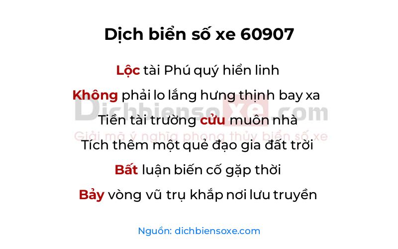 Dịch thơ biển số 60907
