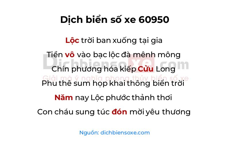 Dịch thơ biển số 60950