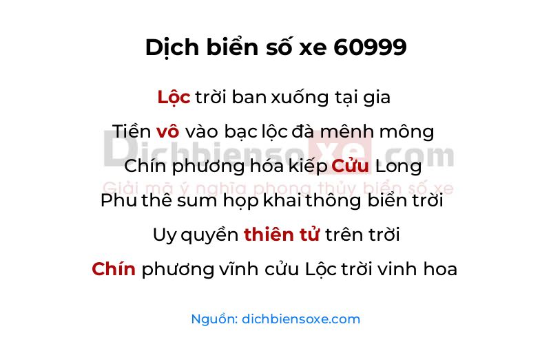 Dịch thơ biển số 60999