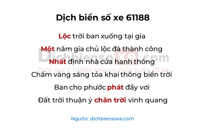 Dịch thơ biển số 61188